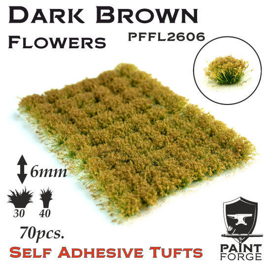 Paint Forge kępki kwiatków Dark Brown Flowers - 70sztuk / 6mm